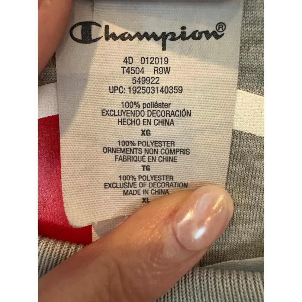 Champion Shirt Men XL Blue Gray Logo Reversible Mesh Short Sleeve Tee Athleisure - Picture 7 of 8